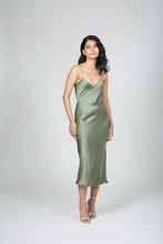 Load image into Gallery viewer, Anaphe Long Dress XS Silk V Dress Maxi - Forest Green
