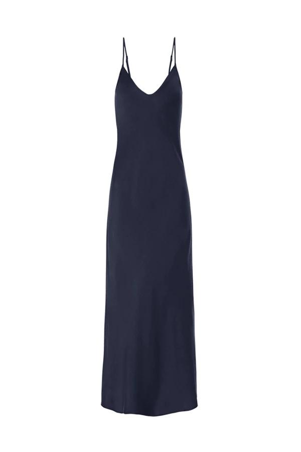 Anaphe Long Dress XS V Silk Slip Dress Classic Black