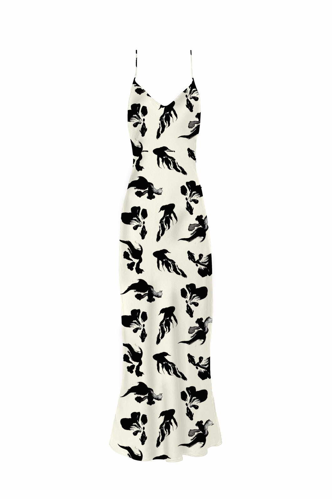 Anaphe Long Dress XS V Silk Slip Dress - Koi Print