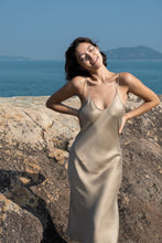 Load image into Gallery viewer, Anaphe Long Dress XS V Silk Slip Dress - Taupe
