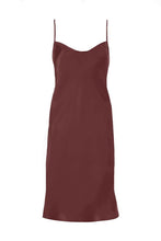 Load image into Gallery viewer, Anaphe Mini Cowl Dress 60s Silk Cowl Mini Slip Dress Cocoa Brown
