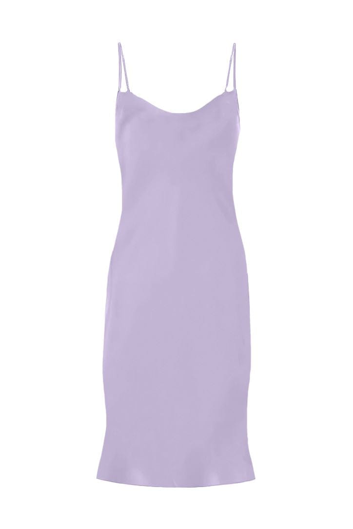 Anaphe Mini Cowl Dress 60s Silk Cowl Mini Slip Dress Lilac