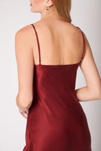 Load image into Gallery viewer, Anaphe Mini Cowl Dress 60s Silk Cowl Mini Slip Dress - Red Wine
