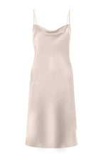 Load image into Gallery viewer, Anaphe Mini Cowl Dress 60s Silk Cowl Mini Slip Dress - Sand
