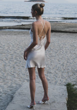 Load image into Gallery viewer, Anaphe Mini Cowl Dress Mykonos Mini Strappy Backless Silk Dress - White
