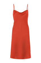 Load image into Gallery viewer, Anaphe Mini Cowl Dress Repurposed 60’s Silk Cowl Mini Slip Dress - Sunset Orange
