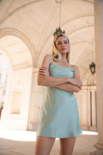 Load image into Gallery viewer, Anaphe Mini Cowl Dress S 60s Silk Cowl Mini Slip Dress - Sea Green
