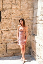 Load image into Gallery viewer, Anaphe Mini Cowl Dress San Marino Open-Back Mini Slip Dress - Rosewood
