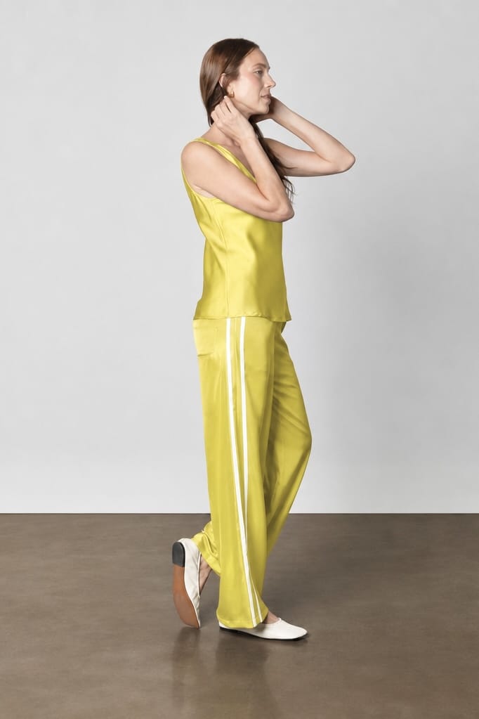 Anaphe Pants & Shorts Citron Chatres Silk White Double Stripes Track Pants - Twill Silk