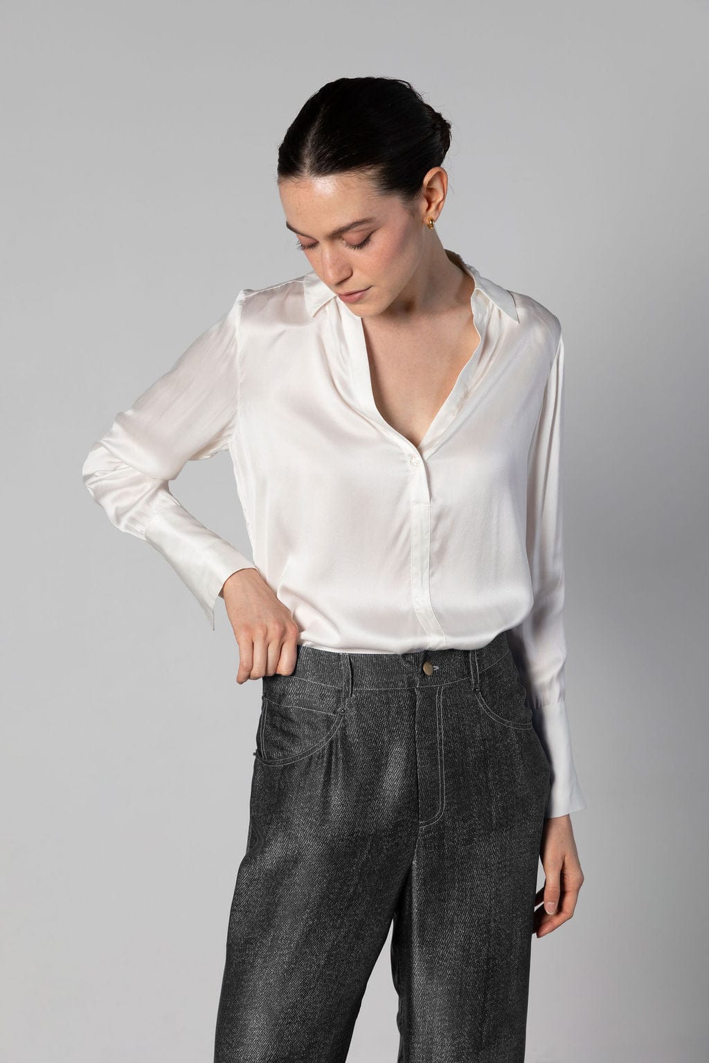 Anaphe Pants & Shorts Jeans But Silk - Black Denim Print