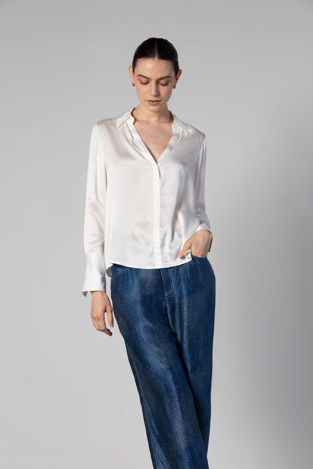 Anaphe Pants & Shorts Jeans But Silk - Dark Denim Print