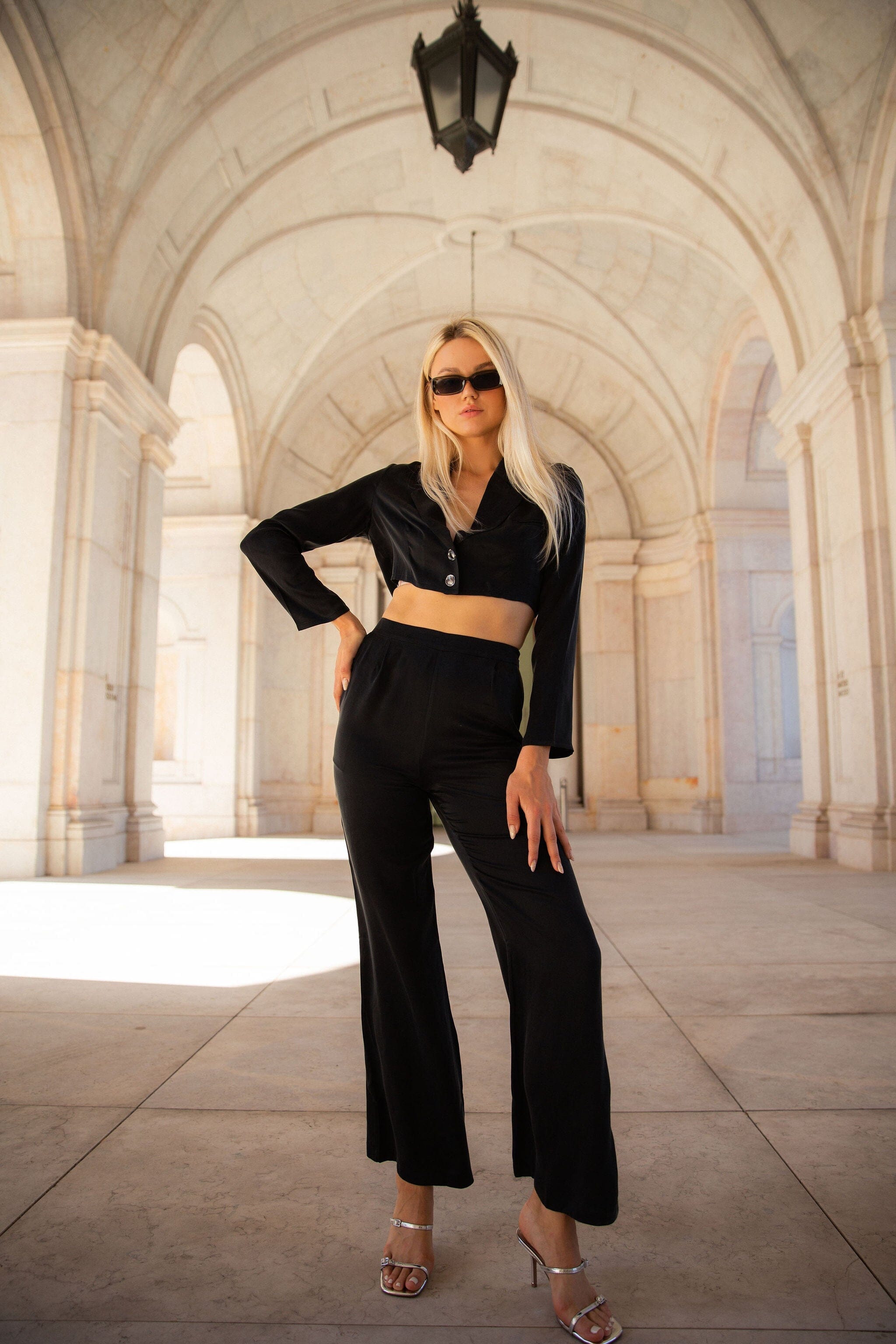 Anaphe Pants & Shorts S / Regular 30' High-Waisted Silk Pant - Black - 30" Regular Length