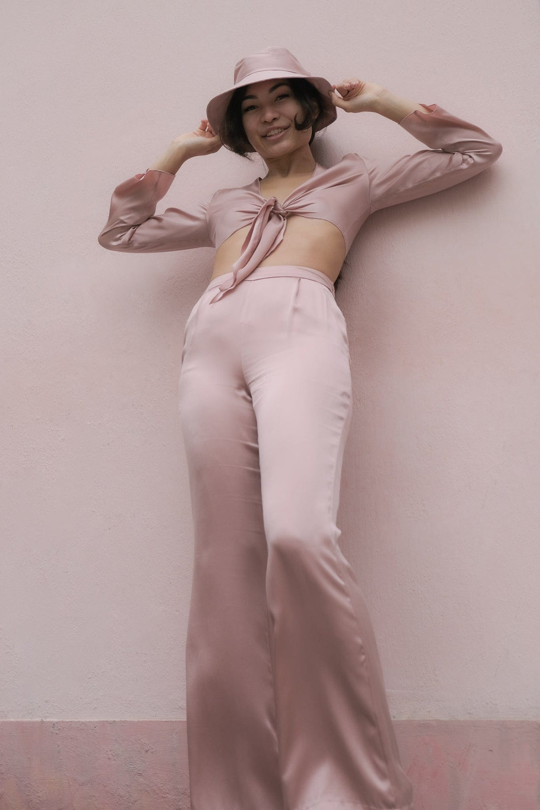 Anaphe Pants & Shorts XS / Long 31' High-Waisted Silk Pant - Barely Pink - 31