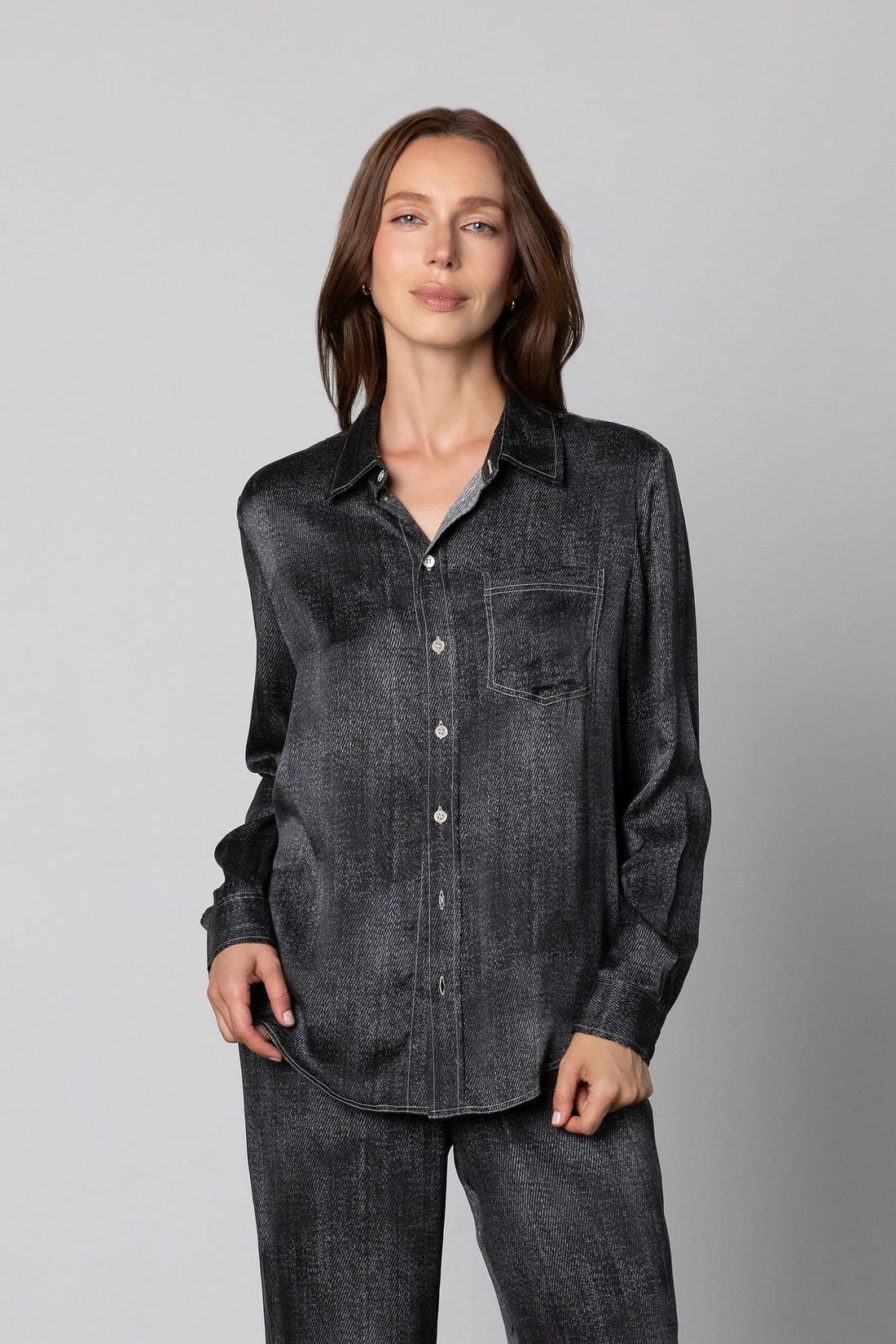Anaphe Shirts & Tops Austin Long Sleeve Shirt - Black Denim