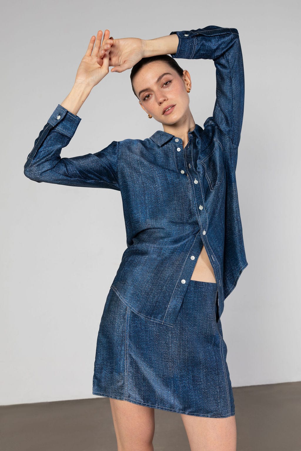 Anaphe Shirts & Tops Austin Long Sleeve Shirt - Dark Wash Denim
