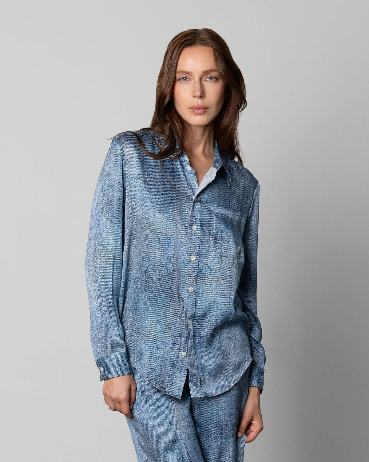 Anaphe Shirts & Tops Austin Long Sleeve Shirt -Indigo Blue Acid Wash