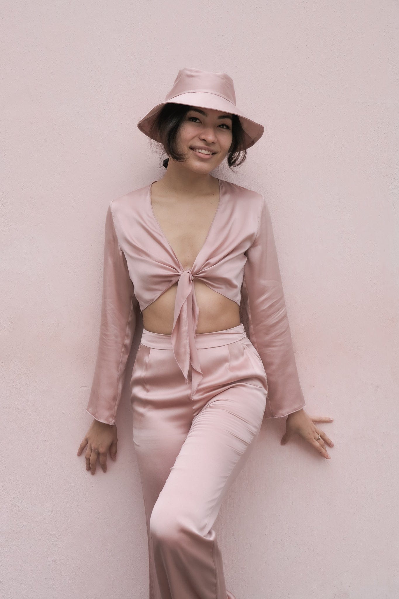 Anaphe Shirts & Tops Barely Pink Silk Sun Hat