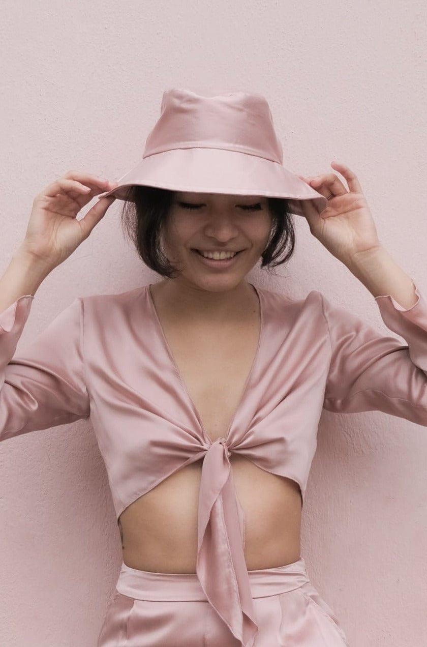 Anaphe Shirts & Tops Barely Pink Silk Sun Hat