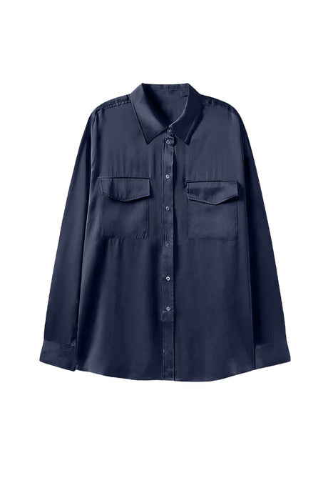Anaphe Shirts & Tops Boyfriend Silk Utility Shirt - French Navy Blue