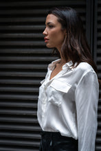 Load image into Gallery viewer, Anaphe  Shirts &amp; Tops Boyfriend Silk Utility Shirt White
