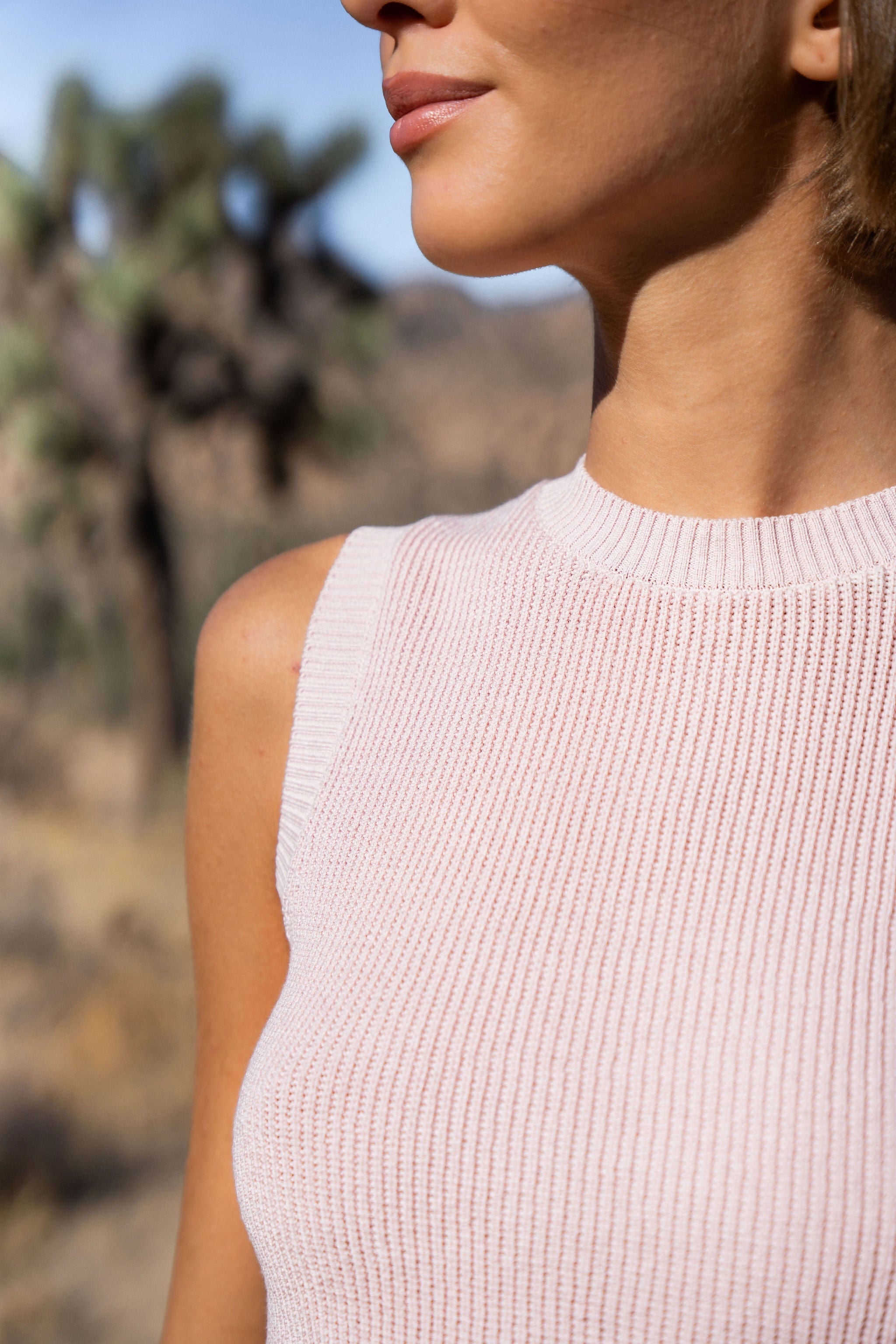 Anaphe Shirts & Tops Medium Knit Crop Top - Rose Pink (55% Silk 45% Organic Cotton)