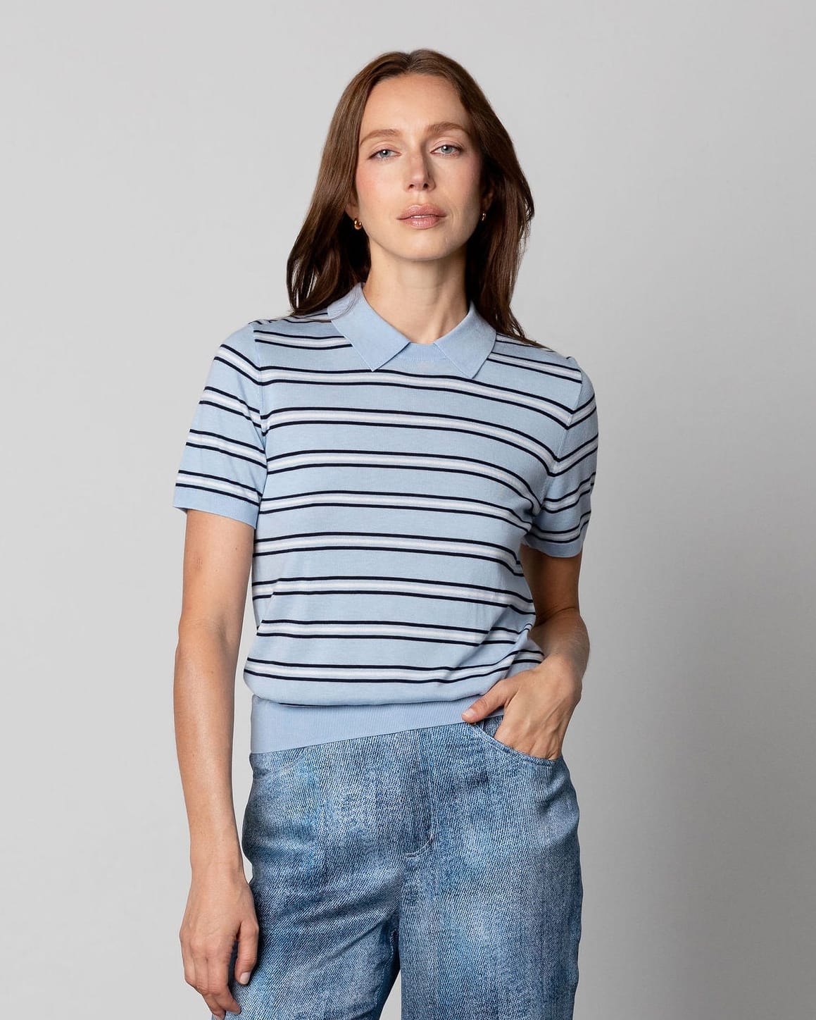 Anaphe Shirts & Tops Polo Stripes Jersey - Blue Stripes