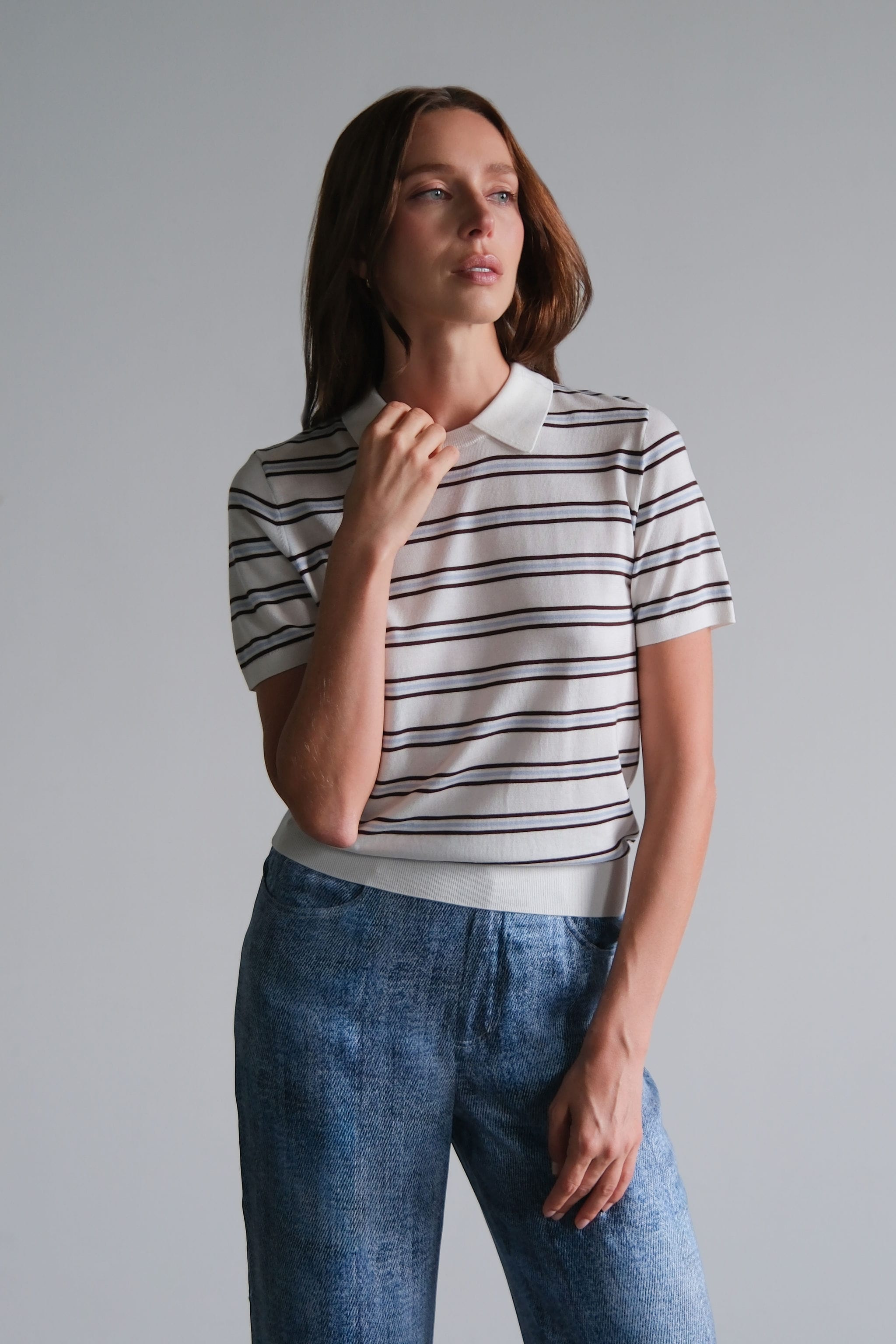 Anaphe Shirts & Tops Polo Stripes Jersey - White Stripes