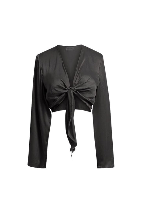 Anaphe Shirts & Tops Silk Crop Multi Way Tie Top Classic Black