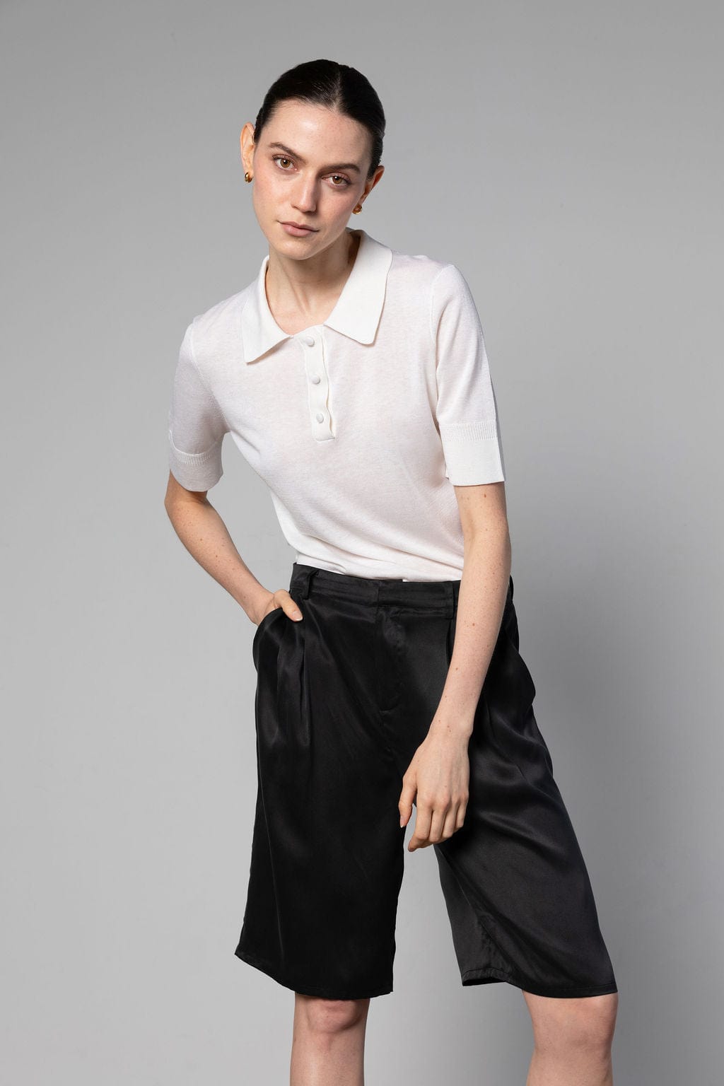 Anaphe Shirts & Tops White / M Club Polo Silk Jersey Top