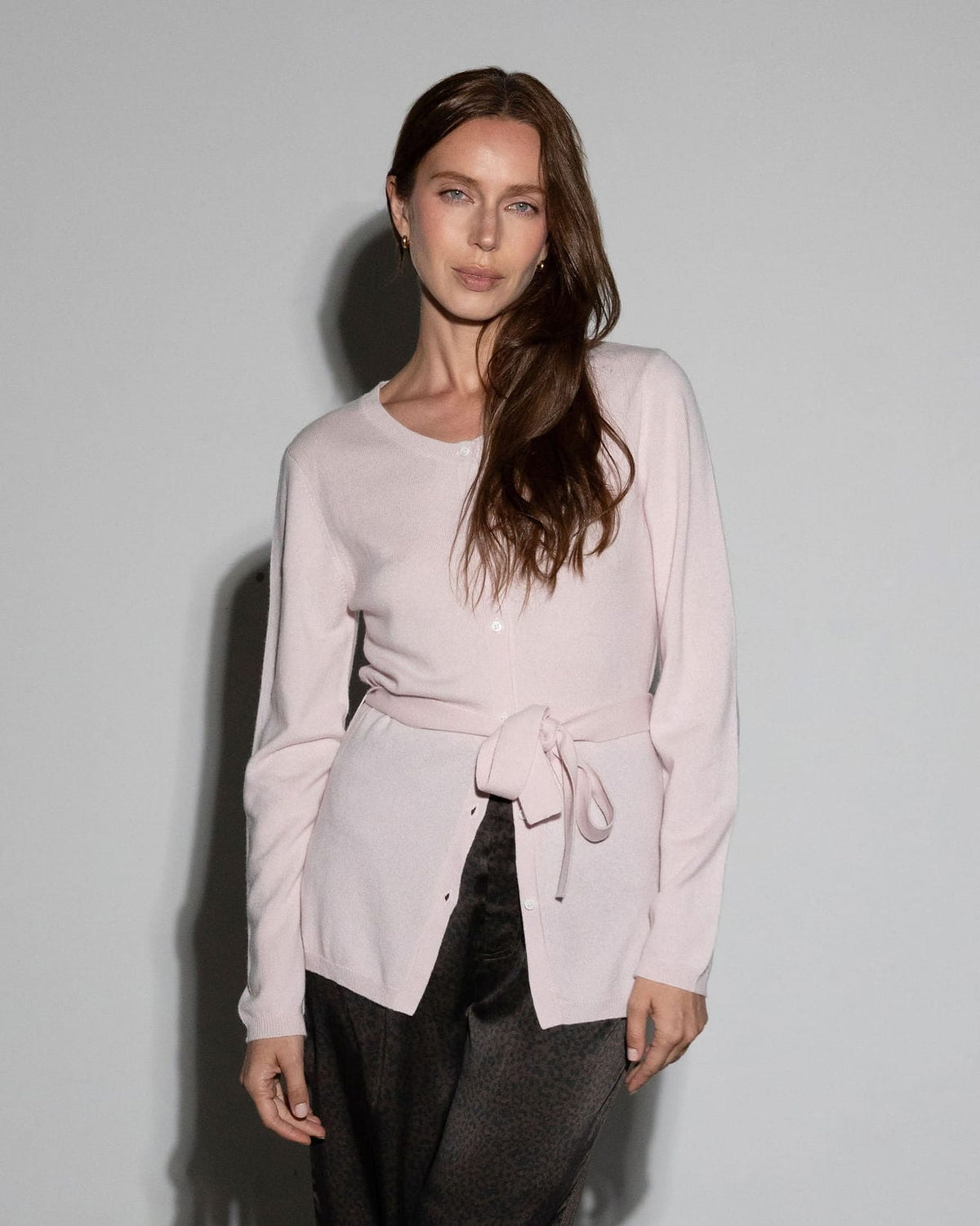 Anaphe Shirts & Tops Wrap Tie Cashmere Knit Cardigan - Blush