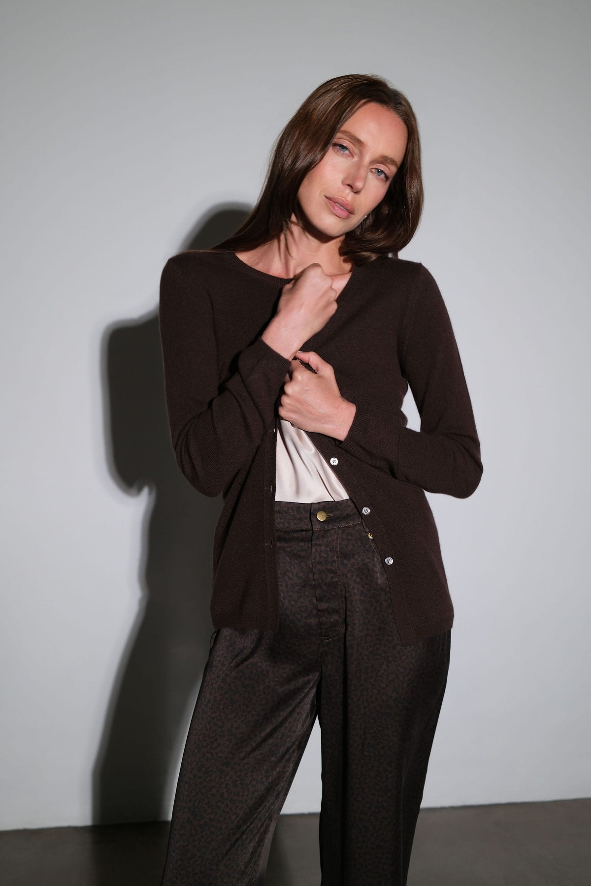 Anaphe Shirts & Tops Wrap Tie Cashmere Knit Cardigan - Espresso