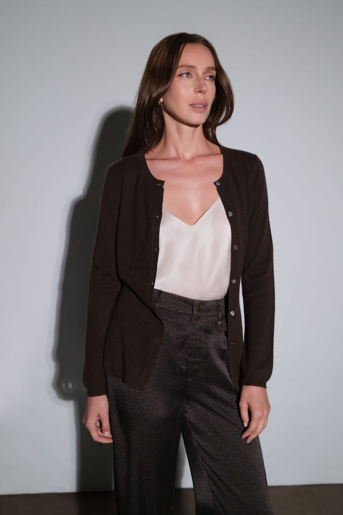 Anaphe Shirts & Tops Wrap Tie Cashmere Knit Cardigan - Espresso