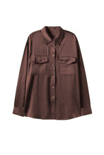 Load image into Gallery viewer, Anaphe Shirts &amp; Tops XS/S Boyfriend Silk Utility Shirt - Cocoa Brown
