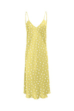 Load image into Gallery viewer, Anaphe Short V Dress Short Silk Slip Dress Sunshine Yellow Dots Dress
