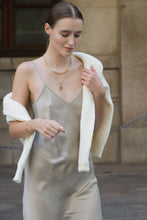 Load image into Gallery viewer, Anaphe Short V Dress Short V Silk Dress Taupe

