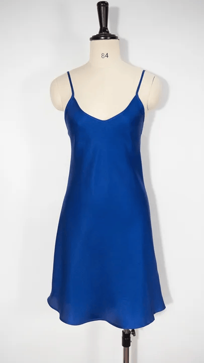Anaphe Skirts Mini Slip Dress Twill Silk - Luminous Blue