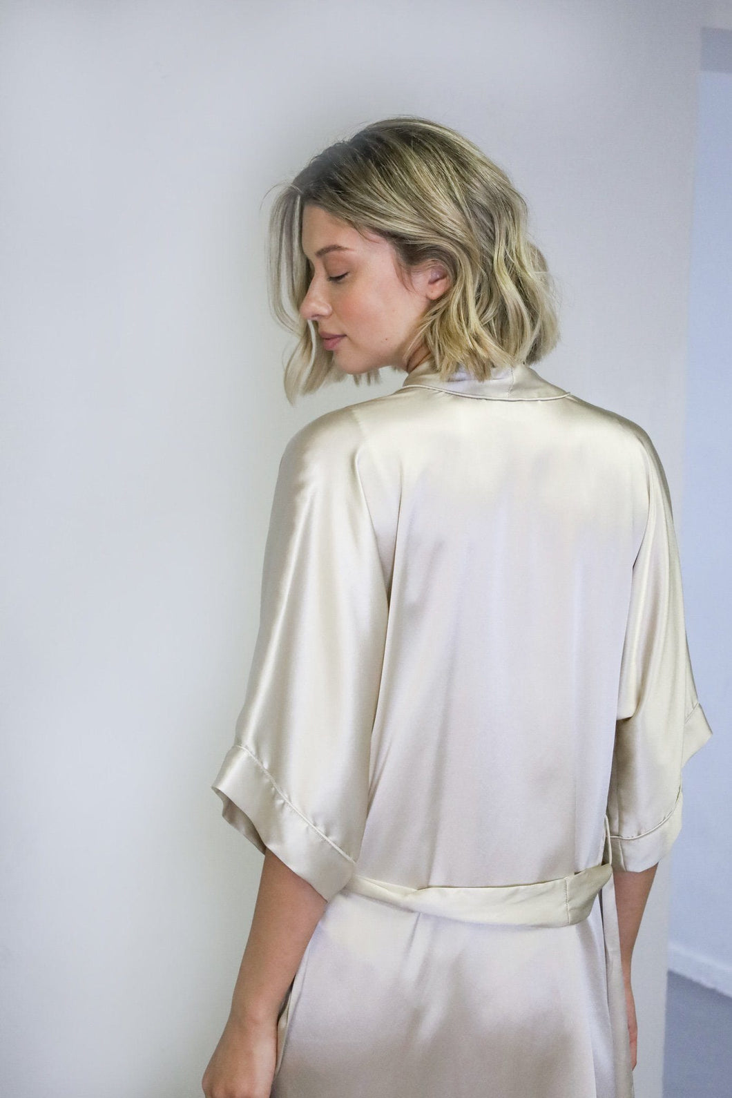 Anaphe Sleepwear & Loungewear M/L Silk Yukata Robe by Anaphe Champagne