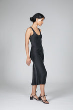 Load image into Gallery viewer, Anaphe Thick Strap Dress (bra friendly) Muse Scoop Silk Slip Dress - Classic Black
