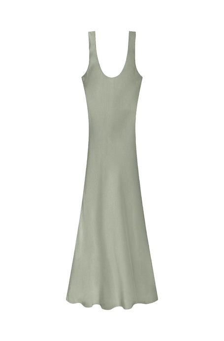 Anaphe Thick Strap Dress (bra friendly) Muse Scoop Silk Slip Dress - Forest Green