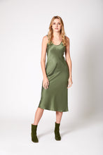 Load image into Gallery viewer, Anaphe Thick Strap Dress (bra friendly) XS Muse Scoop Silk Slip Dress - Forest Green
