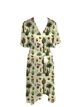 Load image into Gallery viewer, Anaphe Thick Strap Dress (bra friendly) XS/S Multiway Wrap Silk Dress - Cactus Print
