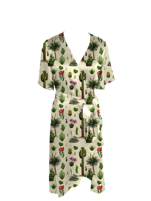 Anaphe Thick Strap Dress (bra friendly) XS/S Multiway Wrap Silk Dress - Cactus Print
