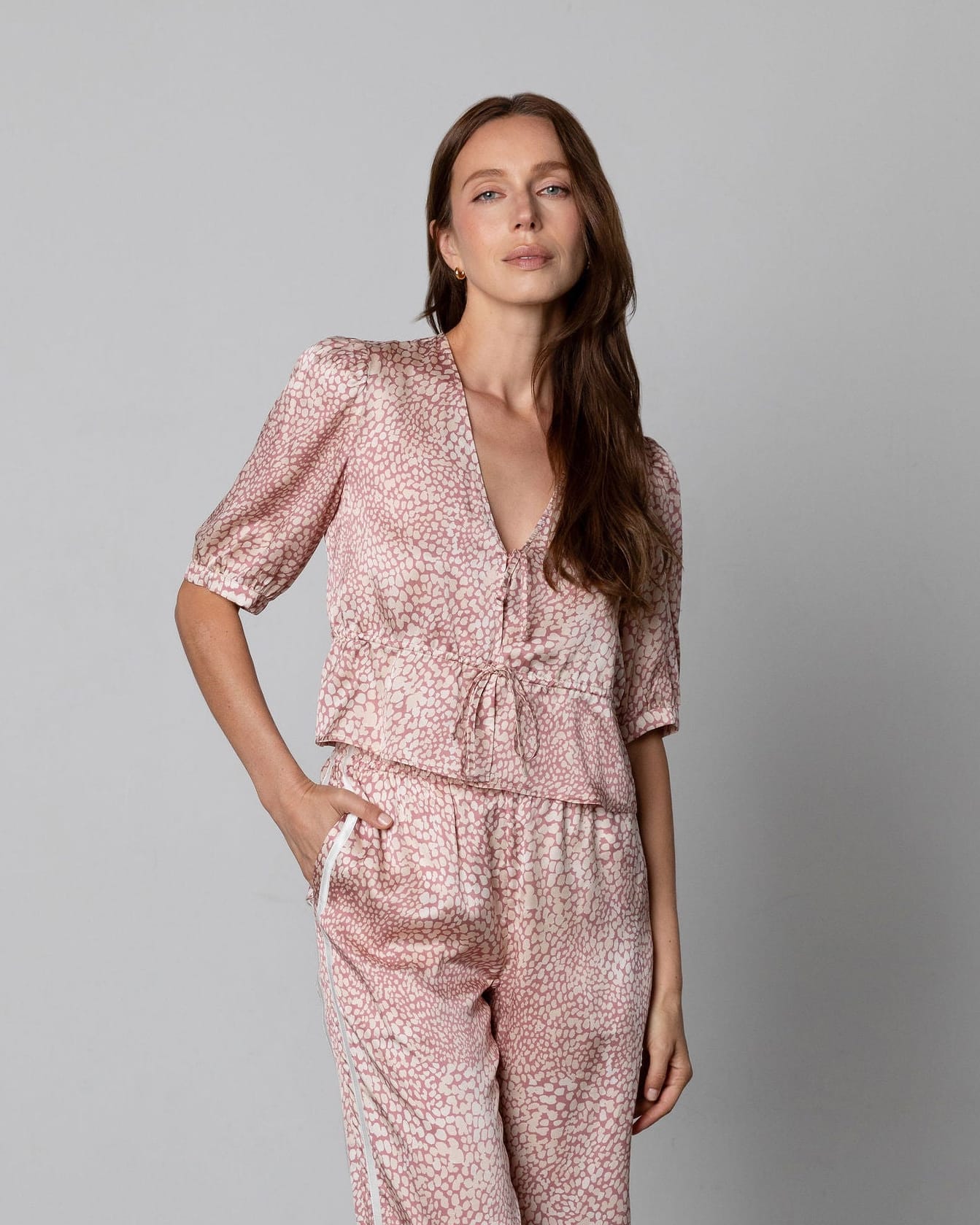 Anaphe XS/S (UK6-8) / Blush Pink Colette Silk Blouse - Pink Shells