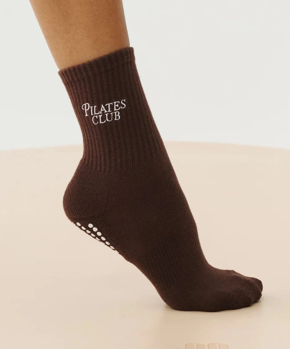 Move Active Brown Pilates Club Non Slip Grip Socks